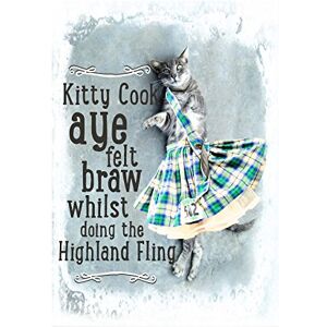Wee Blue Coo Painting Typograph Dancing Highland Cat Kitty Cook Wall Art Print Wee Blue Coo Painting Typograph Dancing Highland Cat Kitty Cook Wall Art Print