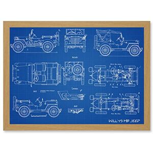 Artery8 Willys MB US Army Military Jeep Vehicle Blueprint Plan Artwork Framed Wall Art Print A4 Artery8 Willys MB US Army Military Jeep Vehicle Blueprint Plan Artwork Framed Wall Art Print A4