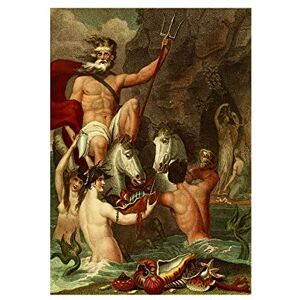 Wee Blue Coo Painting Poseidon Neptune Trident Ocean Mermaids Picture Wall Art Print Wee Blue Coo Painting Poseidon Neptune Trident Ocean Mermaids Picture Wall Art Print