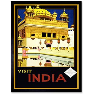 Wee Blue Coo Travel Tourism India Harmandir Sahib Sikh Temple Art Print Framed Poster Wall Decor 12X16 Inch Wee Blue Coo Travel Tourism India Harmandir Sahib Sikh Temple Art Print Framed Poster Wall Decor 12X16 Inch