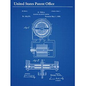 Artery8 Tesla Electro Magnetic Motor 1888 Vintage Front Top Patent Large XL Wall Art Canvas Print Artery8 Tesla Electro Magnetic Motor 1888 Vintage Front Top Patent Large XL Wall Art Canvas Print