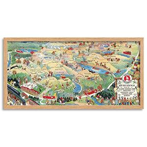 Artery8 Map Scheuerle 1925 Glacier National Park Montana USA Framed Wall Art Print Long 25X12 Inch Artery8 Map Scheuerle 1925 Glacier National Park Montana USA Framed Wall Art Print Long 25X12 Inch