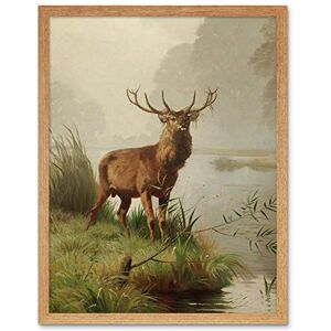 Wee Blue Coo Painting Animal Portrait Red Deer Stag Mackeprang Art Print Framed Poster Wall Decor 12X16 Inch Wee Blue Coo Painting Animal Portrait Red Deer Stag Mackeprang Art Print Framed Poster Wall Decor 12X16 Inch