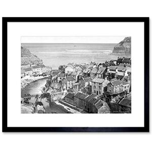 Wee Blue Coo Whitby Staithes Yorkshire England Old BW Picture Framed Wall Art Print Wee Blue Coo Whitby Staithes Yorkshire England Old BW Picture Framed Wall Art Print