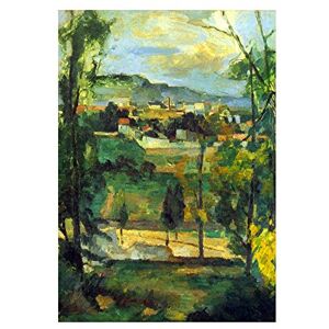 Wee Blue Coo Painting Cezanne Village Behind Trees Ile De France Wall Art Print Wee Blue Coo Painting Cezanne Village Behind Trees Ile De France Wall Art Print