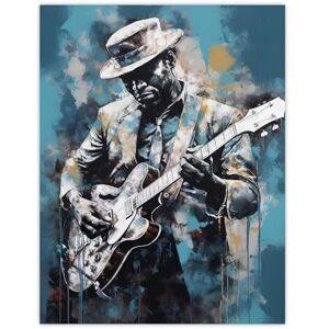 Artery8 Ragtime Blues Watercolour Artwork Musician Playing Electric Guitar Portrait Painting Extra Large XL Wall Art Poster Print Artery8 Ragtime Blues Watercolour Artwork Musician Playing Electric Guitar Portrait Painting Extra Large XL Wall Art Poster Print