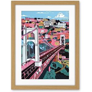 Artery8 Clifton Suspension Bridge Pink and Teal Cityscape Artwork Framed Wall Art Print 18X24 Inch Artery8 Clifton Suspension Bridge Pink and Teal Cityscape Artwork Framed Wall Art Print 18X24 Inch
