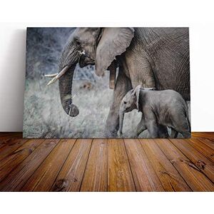 Big Box Art Canvas Print Wall Art Mother and Baby Elephant Mounted and Stretched Box Frame Picture Home Decor for Kitchen, Living, Dining Room, Bedroom, Hallway, Multi-Colour, 24x16 Inch Big Box Art Canvas Print Wall Art Mother and Baby Elephant Mounted and Stretched Box Frame Picture Home Decor for Kitchen, Living, Dining Room, Bedroom, Hallway, Multi-Colour, 24x16 Inch