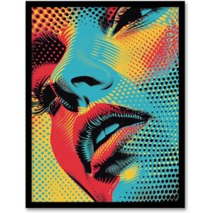 Artery8 Woman Face Close Up Polka Dot Pop Art Portrait For Living Room Artwork Framed Wall Art Print A4 Artery8 Woman Face Close Up Polka Dot Pop Art Portrait For Living Room Artwork Framed Wall Art Print A4