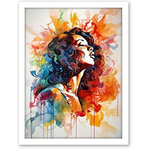 Artery8 Woman with Synesthesia Listening to Rainbow Colour Music Modern Watercolour Painting Artwork Framed Wall Art Print 18X24 Inch Artery8 Woman with Synesthesia Listening to Rainbow Colour Music Modern Watercolour Painting Artwork Framed Wall Art Print 18X24 Inch