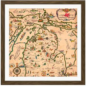 Artery8 Map Mobile 1940 Friendly Commonwealth Michigan Pictorial Square Wooden Framed Wall Art Print Picture 16X16 Inch Artery8 Map Mobile 1940 Friendly Commonwealth Michigan Pictorial Square Wooden Framed Wall Art Print Picture 16X16 Inch