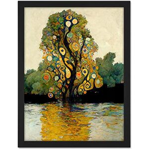 Doppelganger33 LTD Klimt Style Tree River Bank Scene Artwork Framed Wall Art Print 18X24 Inch Doppelganger33 LTD Klimt Style Tree River Bank Scene Artwork Framed Wall Art Print 18X24 Inch