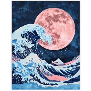 Artery8 Large Pink Full Moon Great Wave Surreal Painting Living Room Large Wall Art Poster Print Thick Paper 18X24 Inch Artery8 Large Pink Full Moon Great Wave Surreal Painting Living Room Large Wall Art Poster Print Thick Paper 18X24 Inch