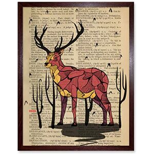 Wee Blue Coo Upcycle Dictionary Stag Deer Art Print Framed Poster Wall Decor 12x16 inch Wee Blue Coo Upcycle Dictionary Stag Deer Art Print Framed Poster Wall Decor 12x16 inch