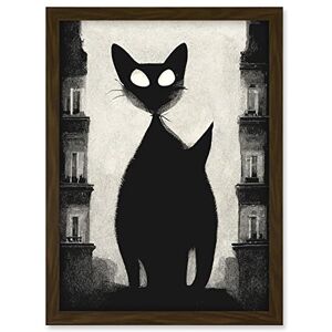 Doppelganger33 LTD Giant Black Cat Le Chat Noir City Monochrome Illustration Artwork Framed A3 Wall Art Print Doppelganger33 LTD Giant Black Cat Le Chat Noir City Monochrome Illustration Artwork Framed A3 Wall Art Print