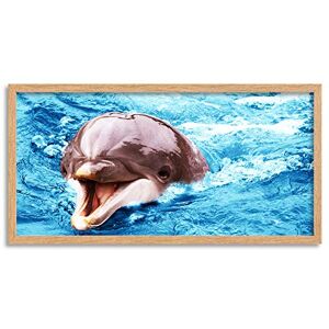 Wee Blue Coo Bottlenose Dolphin Laughing Happy Swimming Long Panel Framed Wall Art Print Wee Blue Coo Bottlenose Dolphin Laughing Happy Swimming Long Panel Framed Wall Art Print