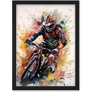 Artery8 Mountain Biker Action Shot Paint Splat Portrait Artwork Framed Wall Art Print A4 Artery8 Mountain Biker Action Shot Paint Splat Portrait Artwork Framed Wall Art Print A4