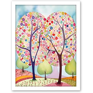 Artery8 Two Trees Blooming In Spring Folk Art Watercolour Painting Artwork Framed Wall Art Print 18X24 Inch Artery8 Two Trees Blooming In Spring Folk Art Watercolour Painting Artwork Framed Wall Art Print 18X24 Inch