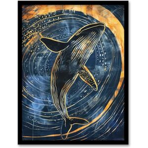 Artery8 Whale Gold Blue Water Surface Ripple Painting For Living Room Artwork Framed Wall Art Print A4 Artery8 Whale Gold Blue Water Surface Ripple Painting For Living Room Artwork Framed Wall Art Print A4