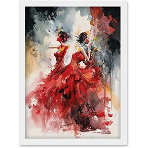 Artery8 Flamenco Music Female Dancers Dancing on Stage in Red Dresses Modern Watercolour Painting Artwork Framed Wall Art Print A4 Artery8 Flamenco Music Female Dancers Dancing on Stage in Red Dresses Modern Watercolour Painting Artwork Framed Wall Art Print A4