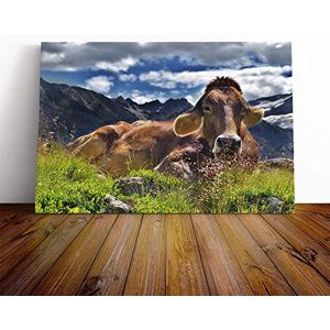 Big Box Art Resting Cow on The Alps Landscape Canvas Print Gallery Wrapped 30mm Frame Wall Art 20x14 inches Ready to Hang Modern Animals Picture Living Room Bedroom Lounge Office Big Box Art Resting Cow on The Alps Landscape Canvas Print Gallery Wrapped 30mm Frame Wall Art 20x14 inches Ready to Hang Modern Animals Picture Living Room Bedroom Lounge Office