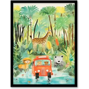 Artery8 Jungle Safari Adventure Animals Kids Bedroom Nursery Giraffe Lion Watercolour Artwork Framed Wall Art Print 18X24 Inch Artery8 Jungle Safari Adventure Animals Kids Bedroom Nursery Giraffe Lion Watercolour Artwork Framed Wall Art Print 18X24 Inch