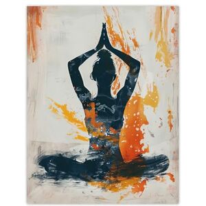 Artery8 Abstract Painting Woman in Yoga Pose Orange Living Room Extra Large XL Wall Art Poster Print Artery8 Abstract Painting Woman in Yoga Pose Orange Living Room Extra Large XL Wall Art Poster Print