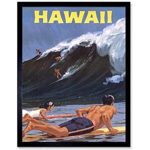 Wee Blue Coo Travel Tourism Hawaii USA Surf Ocean Wave Art Print Framed Poster Wall Decor 12X16 Inch Wee Blue Coo Travel Tourism Hawaii USA Surf Ocean Wave Art Print Framed Poster Wall Decor 12X16 Inch