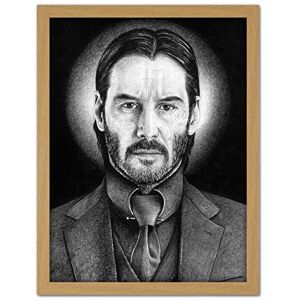 Wee Blue Coo Wick Keanu Reeves Assassin Wayne Maguire Artwork Framed Wall Art Print 18X24 Inch Wee Blue Coo Wick Keanu Reeves Assassin Wayne Maguire Artwork Framed Wall Art Print 18X24 Inch