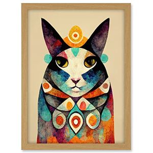 Wee Blue Coo Quirky Boho Abstract Modern Shaman Guru Cat Artwork Framed A3 Wall Art Print Wee Blue Coo Quirky Boho Abstract Modern Shaman Guru Cat Artwork Framed A3 Wall Art Print