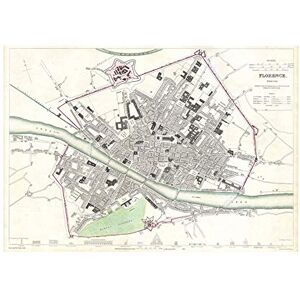 Wee Blue Coo Map Antique Clarke Florence City Plan Wall Art Print Wee Blue Coo Map Antique Clarke Florence City Plan Wall Art Print