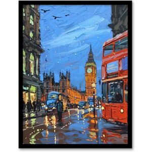 Artery8 Big Ben London on a Rainy Day Painting Iconic Living Room Artwork Framed Wall Art Print 18X24 Inch Artery8 Big Ben London on a Rainy Day Painting Iconic Living Room Artwork Framed Wall Art Print 18X24 Inch