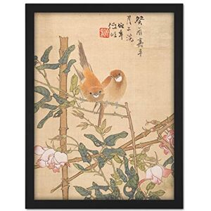 Fine Art Prints Ren Yi Two Birds Perched Rose Bush Chinese Painting Artwork Framed Wall Art Print 18X24 Inch Fine Art Prints Ren Yi Two Birds Perched Rose Bush Chinese Painting Artwork Framed Wall Art Print 18X24 Inch