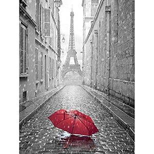 Wee Blue Coo Eiffel Tower In Paris Red Umbrella Unframed Art Print Poster Wall Decor 12x16 inch Wee Blue Coo Eiffel Tower In Paris Red Umbrella Unframed Art Print Poster Wall Decor 12x16 inch