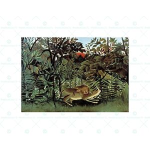 Wee Blue Coo Animals Rousseau Hungry Lion Jungle Painting Wall Art Print Wee Blue Coo Animals Rousseau Hungry Lion Jungle Painting Wall Art Print