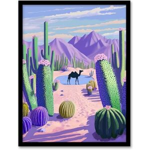 Artery8 Desert Oasis Cacti Camel Purple Green Landscape Living Room Artwork Framed Wall Art Print 18X24 Inch Artery8 Desert Oasis Cacti Camel Purple Green Landscape Living Room Artwork Framed Wall Art Print 18X24 Inch