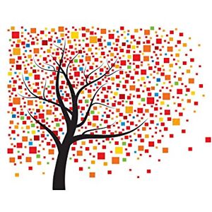 Wee Blue Coo Painting Digital Graphic Tree Cube Leaves Colourful Wall Art Print Wee Blue Coo Painting Digital Graphic Tree Cube Leaves Colourful Wall Art Print