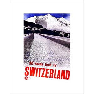 Wee Blue Coo Travel Alpine Road Mountain Snow Switzerland Vintage Advert Art Wall Art Print Wee Blue Coo Travel Alpine Road Mountain Snow Switzerland Vintage Advert Art Wall Art Print