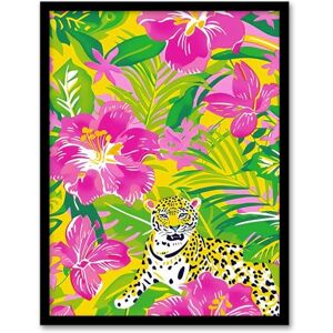 Artery8 Pink Lily Tropical Flower Pattern with Leopard For Living Room Artwork Framed Wall Art Print A4 Artery8 Pink Lily Tropical Flower Pattern with Leopard For Living Room Artwork Framed Wall Art Print A4