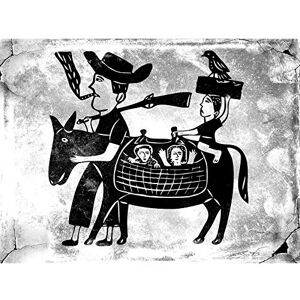 Wee Blue Coo Weird Transport Donkey Family Black White Grunge Art Large Art Print Poster Wall Decor 18x24 inch Wee Blue Coo Weird Transport Donkey Family Black White Grunge Art Large Art Print Poster Wall Decor 18x24 inch