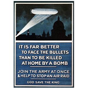 Wee Blue Coo War Enlist First World Air Raid Airship UK Ad Picture Wall Art Print Wee Blue Coo War Enlist First World Air Raid Airship UK Ad Picture Wall Art Print