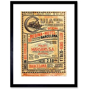 Wee Blue Coo Travel Antique Spanish Rail Timetable Steam Engine Spain Framed Wall Art Print Wee Blue Coo Travel Antique Spanish Rail Timetable Steam Engine Spain Framed Wall Art Print