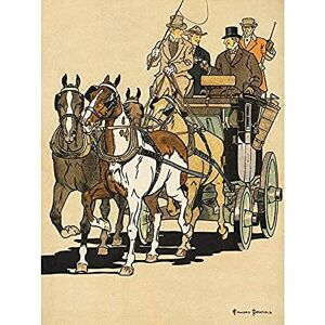 Artery8 Penfield Four Men Riding Horse Drawn Carriage Illustration Art Print Canvas Premium Wall Decor Poster Mural Artery8 Penfield Four Men Riding Horse Drawn Carriage Illustration Art Print Canvas Premium Wall Decor Poster Mural