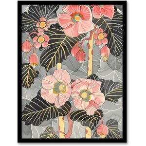 Artery8 Blooming Pink Begonia Flowers Stylised Floral Living Room Artwork Framed Wall Art Print A4 Artery8 Blooming Pink Begonia Flowers Stylised Floral Living Room Artwork Framed Wall Art Print A4