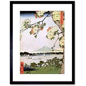 Wee Blue Coo Japanese Woodblock Cherry Blossom Ships On Water Framed Wall Art Print Wee Blue Coo Japanese Woodblock Cherry Blossom Ships On Water Framed Wall Art Print
