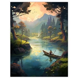 Artery8 Fishermen Casting Nets at Sunrise Acrylic Painting Men Fishing in Countryside River Serene Mountain Forest Landscape Large Wall Art Poster Print Thick Paper 18X24 Inch Artery8 Fishermen Casting Nets at Sunrise Acrylic Painting Men Fishing in Countryside River Serene Mountain Forest Landscape Large Wall Art Poster Print Thick Paper 18X24 Inch