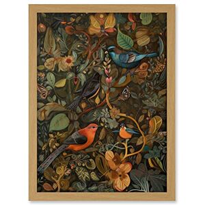 Artery8 Birds and Butterflies on Autumnal Tree Folk Art Artwork Framed A3 Wall Art Print Artery8 Birds and Butterflies on Autumnal Tree Folk Art Artwork Framed A3 Wall Art Print