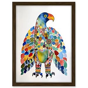 Artery8 Bald Eagle Multicolour Pattern Portrait Folk Art Watercolour Painting Artwork Framed A3 Wall Art Print Artery8 Bald Eagle Multicolour Pattern Portrait Folk Art Watercolour Painting Artwork Framed A3 Wall Art Print