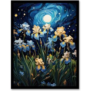 Artery8 Ethereal Iris Flower Meadow Blooms Moonlight Artwork Framed Wall Art Print 18X24 Inch Artery8 Ethereal Iris Flower Meadow Blooms Moonlight Artwork Framed Wall Art Print 18X24 Inch