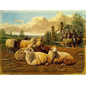 Wee Blue Coo Paintings Agricultural Landscape Sheep Dog Farm Pasture Art Print Poster Wall Decor 12X16 Inch Wee Blue Coo Paintings Agricultural Landscape Sheep Dog Farm Pasture Art Print Poster Wall Decor 12X16 Inch